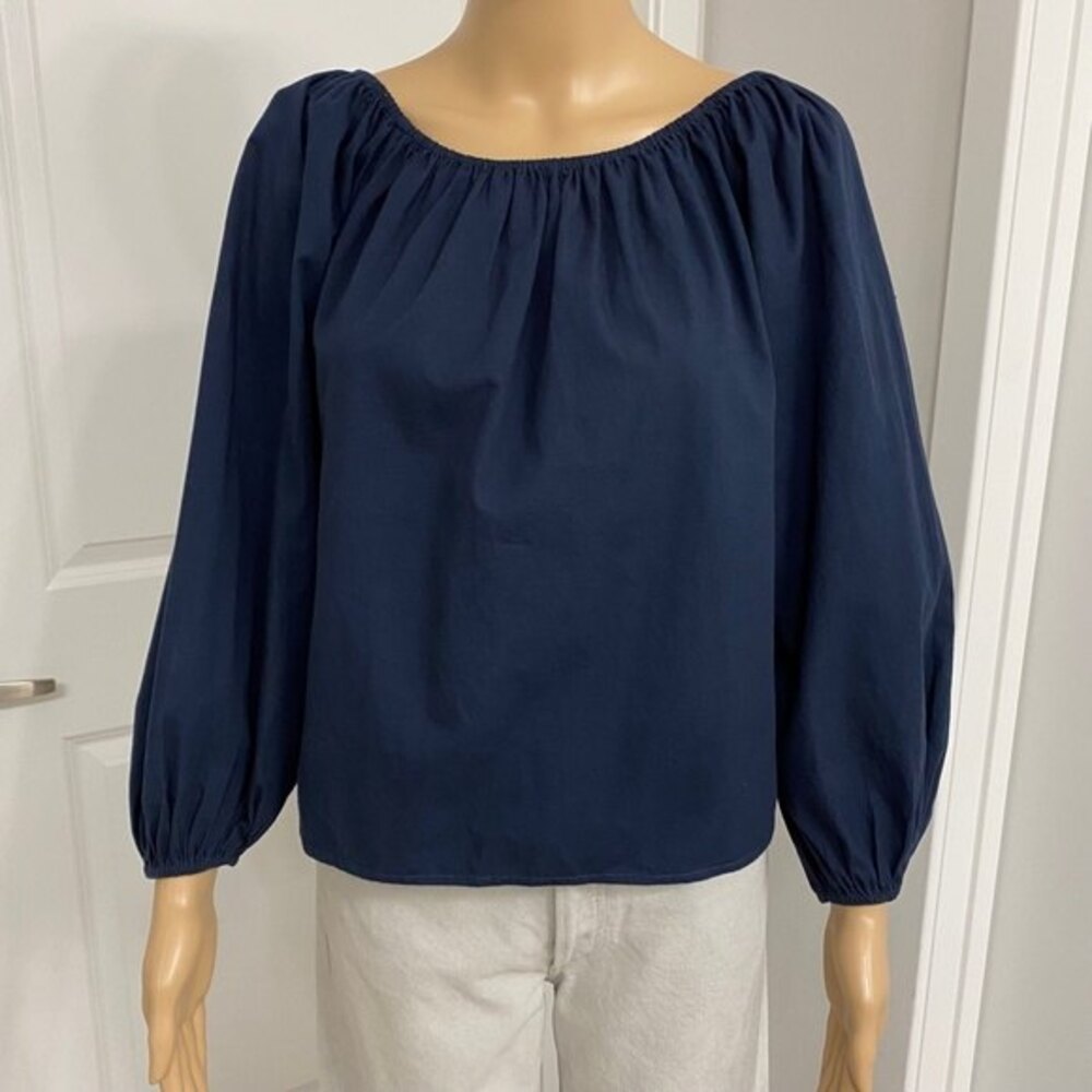 Love Sam Blouse. Boat Neck. Blue. XS